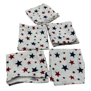 hobby lobby Set Of 5 Star-Patterned Cotton Reusable Cloth Napkins Red White READ